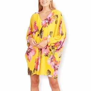 Trina Turk Mimosa Gentle Smocked V-Neck Caftan
